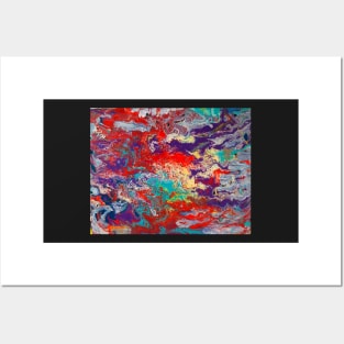 Go With the Flow - Paint Pour Art - Unique and Vibrant Modern Home Decor for enhancing the living room, bedroom, dorm room, office or interior. Digitally manipulated acrylic painting. Posters and Art